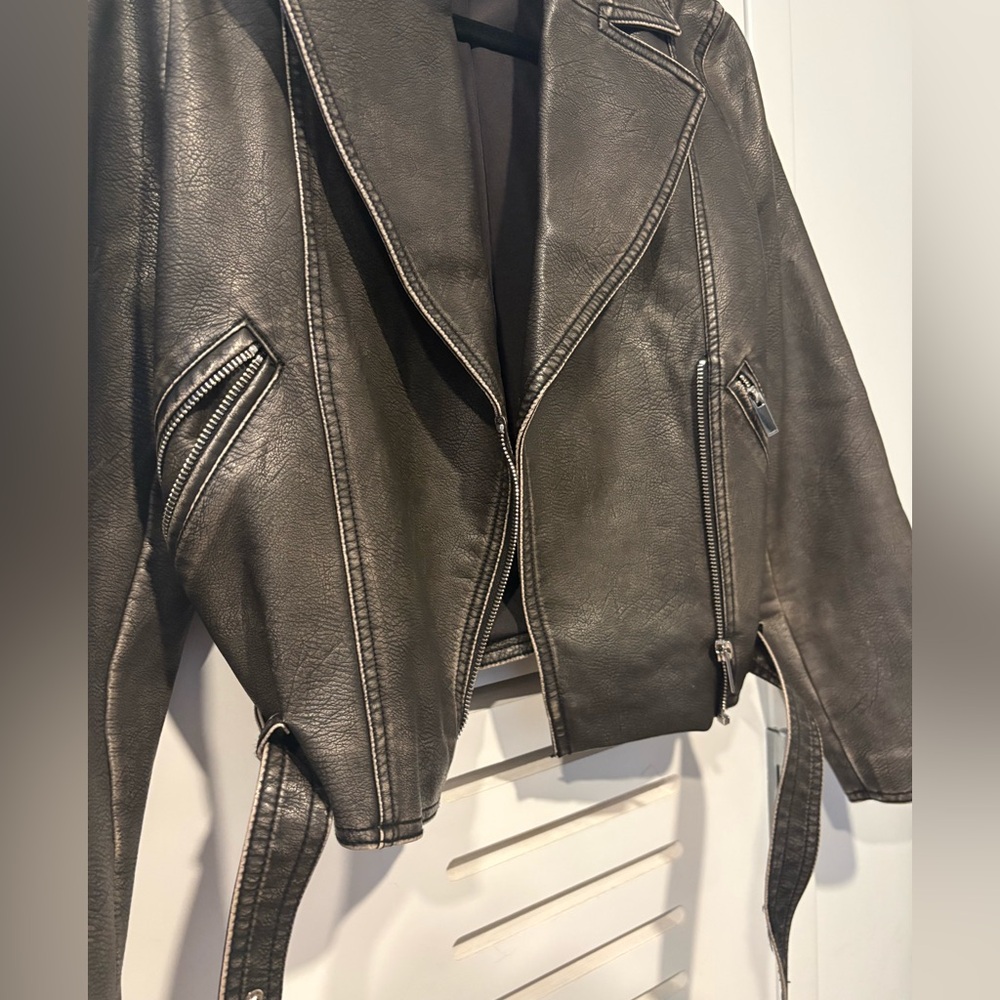 Zara Dark Brown Faux Leather Jacket - Picture 4 of 5